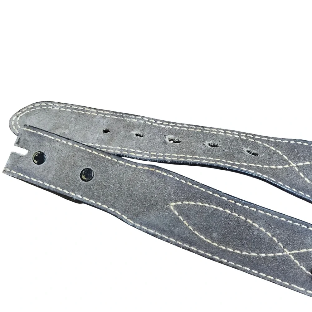 Torel Mens Cowhide Leather Western Belt White Stitch 36 Texas USA Gray Cowboy